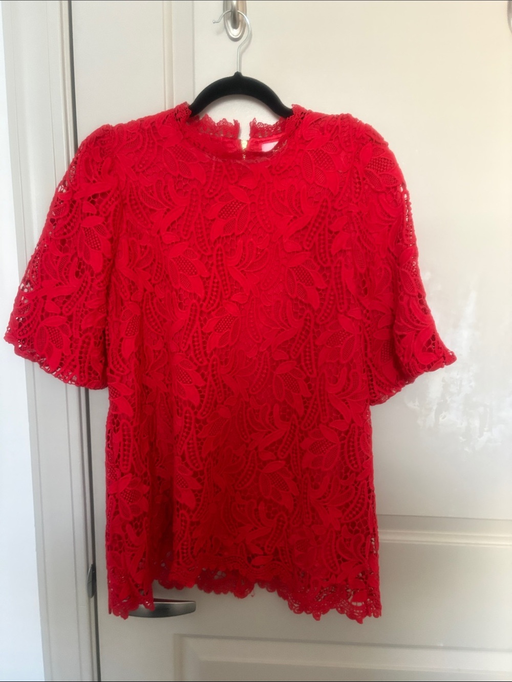 Jade Melody Tam lace short sleeve blouse SZ L